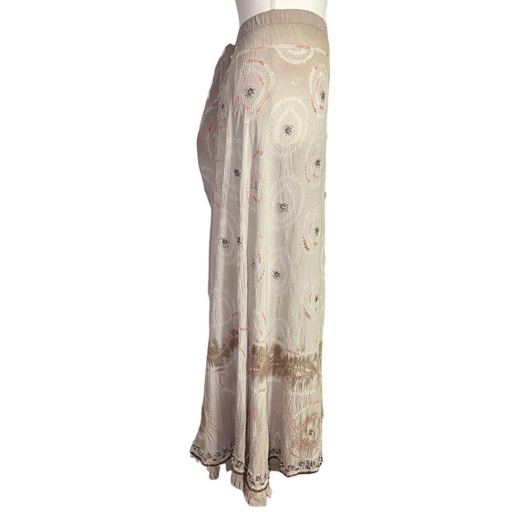 Jane Seymour Signature 100% Silk Crinkle Boho Maxi Skirt - Picture 3 of 15